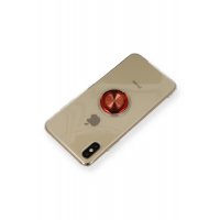 Newface iPhone XS Kılıf Gros Yüzüklü Silikon - Kırmızı