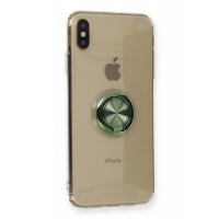 Newface iPhone XS Kılıf Gros Yüzüklü Silikon - Yeşil