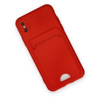 Newface iPhone XS Kılıf Kelvin Kartvizitli Silikon - Kırmızı