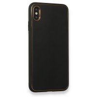 Newface iPhone XS Max Kılıf Coco Deri Silikon Kapak - Siyah