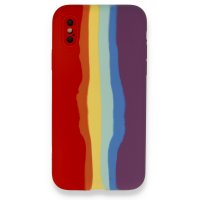 Newface iPhone XS Max Kılıf Ebruli Lansman Silikon - Kırmızı-Mor