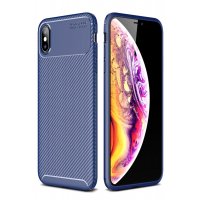 Newface iPhone XS Max Kılıf Focus Karbon Silikon - Lacivert