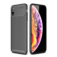 Newface iPhone XS Max Kılıf Focus Karbon Silikon - Siyah