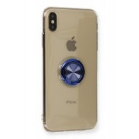 Newface iPhone XS Max Kılıf Gros Yüzüklü Silikon - Mavi