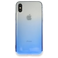 Newface iPhone XS Kılıf Lüx Çift Renkli Silikon - Mavi