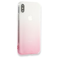 Newface iPhone X Kılıf Lüx Çift Renkli Silikon - Pembe