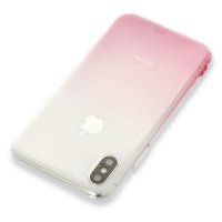 Newface iPhone X Kılıf Lüx Çift Renkli Silikon - Pembe