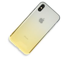 Newface iPhone XS Kılıf Lüx Çift Renkli Silikon - Sarı