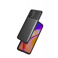 Newface Oppo A74 4G Kılıf Auto Focus Karbon Kapak - Kahverengi