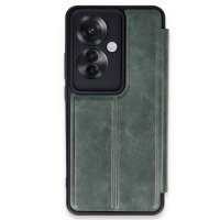 Newface Oppo Reno 11F Kılıf Flip Cover - Koyu Yeşil