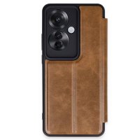 Newface Oppo Reno 11F Kılıf Flip Cover - Taba