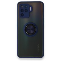 Newface Oppo Reno 5 Lite Kılıf Montreal Yüzüklü Silikon Kapak - Lacivert