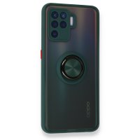 Newface Oppo Reno 5 Lite Kılıf Montreal Yüzüklü Silikon Kapak - Yeşil
