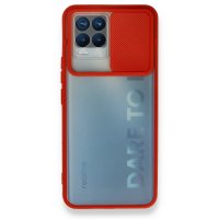 Newface Realme 8 Kılıf Palm Buzlu Kamera Sürgülü Silikon - Kırmızı