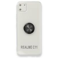 Newface Realme C11 Kılıf Gros Yüzüklü Silikon - Siyah