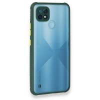 Newface Realme C21 Kılıf Miami Şeffaf Silikon - Koyu Yeşil