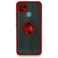 Newface Realme C21 Kılıf Montreal Yüzüklü Silikon Kapak - Kırmızı