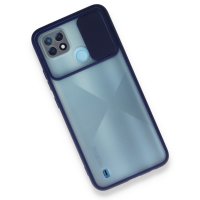 Newface Realme C21 Kılıf Palm Buzlu Kamera Sürgülü Silikon - Lacivert