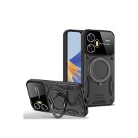 Newface Realme C55 Kılıf Joy Lens Standlı Kapak - Siyah