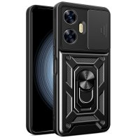 Newface Realme C55 Kılıf Pars Lens Yüzüklü Silikon - Siyah