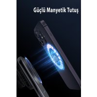 Newface S15 2in1 Izgara Klipsli 15W Telefon ve 5W Apple Watch Kablosuz Şarj Destekli Soğutucu Fanlı Manyetik Magsafe Araç Tutucu - Siyah