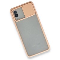 Newface Samsung Galaxy A02 Kılıf Palm Buzlu Kamera Sürgülü Silikon - Pembe
