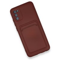 Newface Samsung Galaxy A02S Kılıf Kelvin Kartvizitli Silikon - Bordo