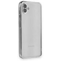 Newface Samsung Galaxy A04 Kılıf Razer Lensli Silikon - Gümüş