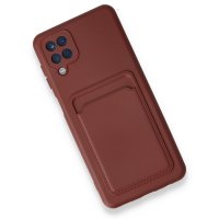 Newface Samsung Galaxy A12 Kılıf Kelvin Kartvizitli Silikon - Bordo