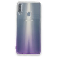 Newface Samsung Galaxy A20S Kılıf Lüx Çift Renkli Silikon - Mor