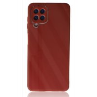 Newface Samsung Galaxy A22 Kılıf Glass Kapak - Bordo