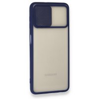 Newface Samsung Galaxy A22 Kılıf Palm Buzlu Kamera Sürgülü Silikon - Lacivert