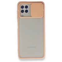 Newface Samsung Galaxy M22 Kılıf Palm Buzlu Kamera Sürgülü Silikon - Pembe