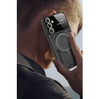 Newface Samsung Galaxy A25 5G Kılıf Joy Lens Standlı Kapak - Siyah