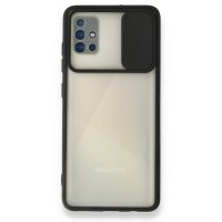 Newface Samsung Galaxy A51 Kılıf Palm Buzlu Kamera Sürgülü Silikon - Siyah