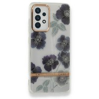 Newface Samsung Galaxy A52 Kılıf Çiçekli Silikon - Mor
