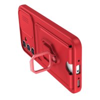 Newface Samsung Galaxy A54 5G Kılıf Zuma Kartvizitli Yüzüklü Silikon - Kırmızı