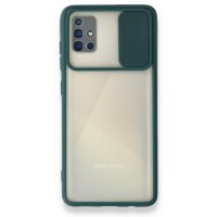 Newface Samsung Galaxy A71 Kılıf Palm Buzlu Kamera Sürgülü Silikon - Yeşil