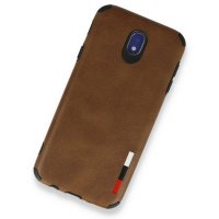 Newface Samsung Galaxy J7 Pro / J730 Kılıf Loop Deri Silikon - Kahverengi
