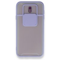 Newface Samsung Galaxy J7 Pro / J730 Kılıf Palm Buzlu Kamera Sürgülü Silikon - Lila