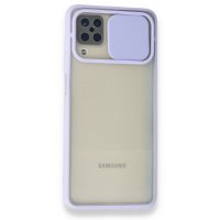 Newface Samsung Galaxy M12 Kılıf Palm Buzlu Kamera Sürgülü Silikon - Lila