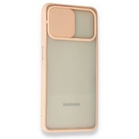 Newface Samsung Galaxy M12 Kılıf Palm Buzlu Kamera Sürgülü Silikon - Pembe