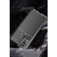 Newface Samsung Galaxy M30S Kılıf Focus Karbon Silikon - Kahverengi