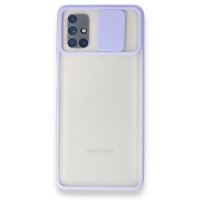 Newface Samsung Galaxy M51 Kılıf Palm Buzlu Kamera Sürgülü Silikon - Lila