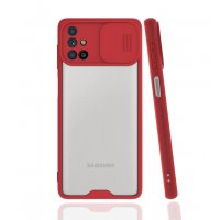Newface Samsung Galaxy M51 Kılıf Platin Kamera Koruma Silikon - Kırmızı