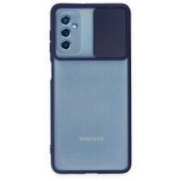 Newface Samsung Galaxy M52 5G Kılıf Palm Buzlu Kamera Sürgülü Silikon - Lacivert
