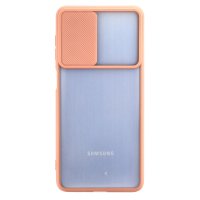 Newface Samsung Galaxy M52 5G Kılıf Palm Buzlu Kamera Sürgülü Silikon - Pembe