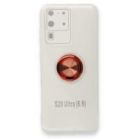 Newface Samsung Galaxy S20 Ultra Kılıf Gros Yüzüklü Silikon - Kırmızı