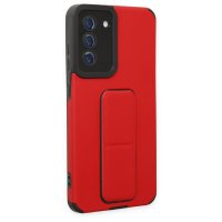 Newface Samsung Galaxy S21 FE Kılıf Mega Standlı Silikon - Kırmızı