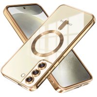 Newface Samsung Galaxy S22 Kılıf Kross Magneticsafe Kapak - Gold